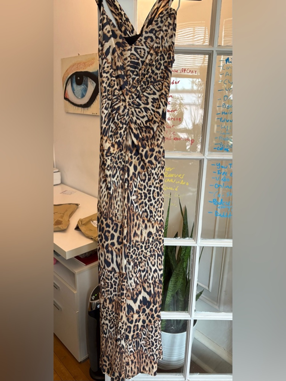 Just Cavalli Leopard Print Dress in Tan, Brown & Black